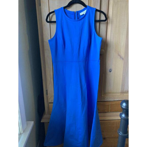 LOFT | NWOT Ponte Seamed Tank Midi Dress in Cobalt Blue | Size 6 - Picture 2 of 6